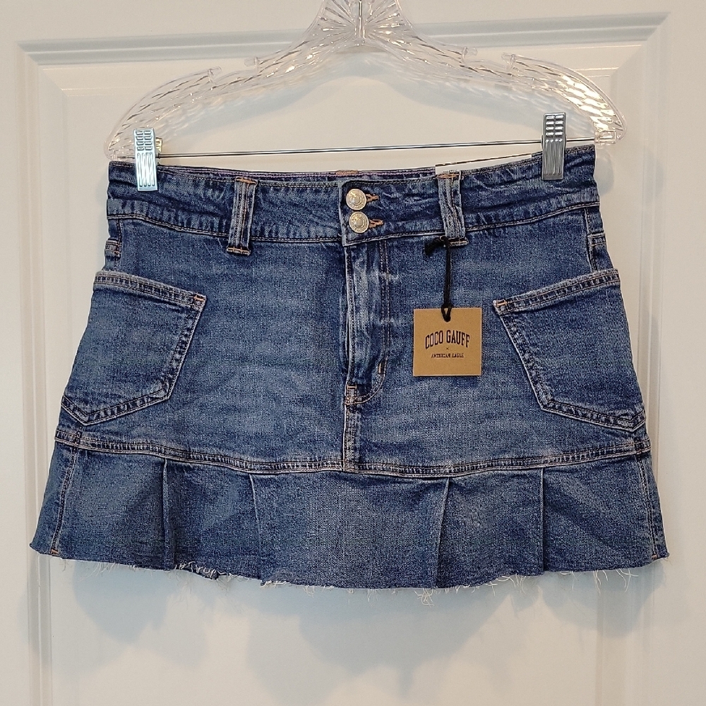 Coco Gauff x American Eagle High Rise Stretch Mini Denim Skirt Size 8/29W NWT - Picture 4 of 12